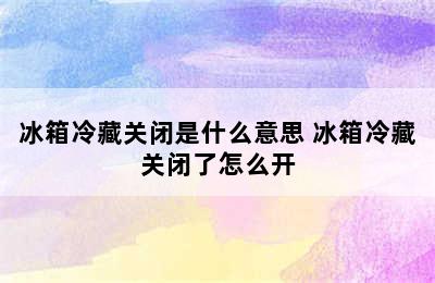 冰箱冷藏关闭是什么意思 冰箱冷藏关闭了怎么开